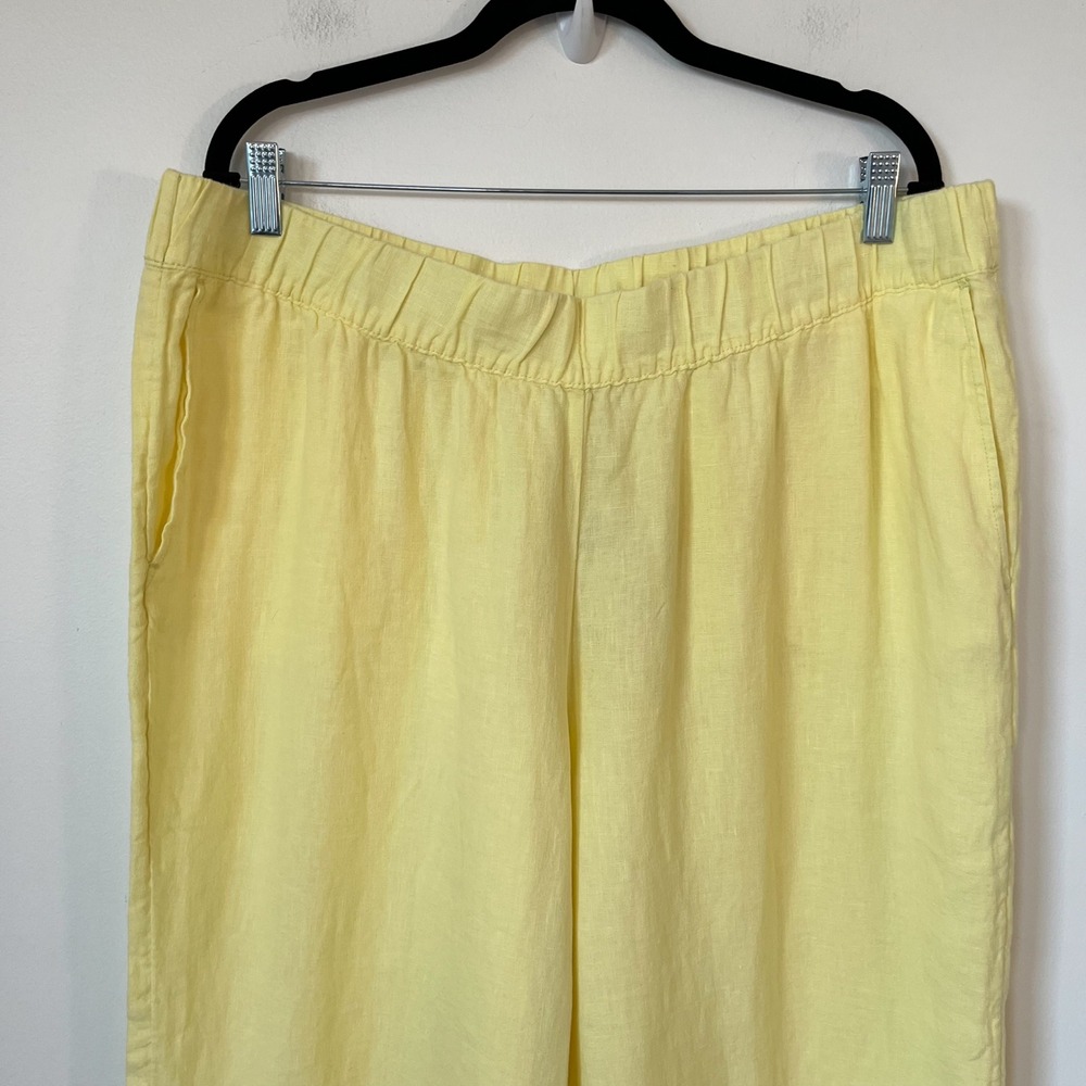 NEW J.Jill Pure Linen Trapunto Stitched Pants Butter Yellow Womens 2X - Picture 3 of 13